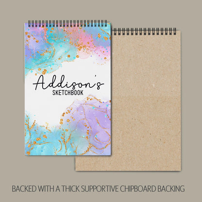 Personalized Sketchbook Girls - Custom Art Pad with Heavyweight Drawing Paper, Spiral Bound