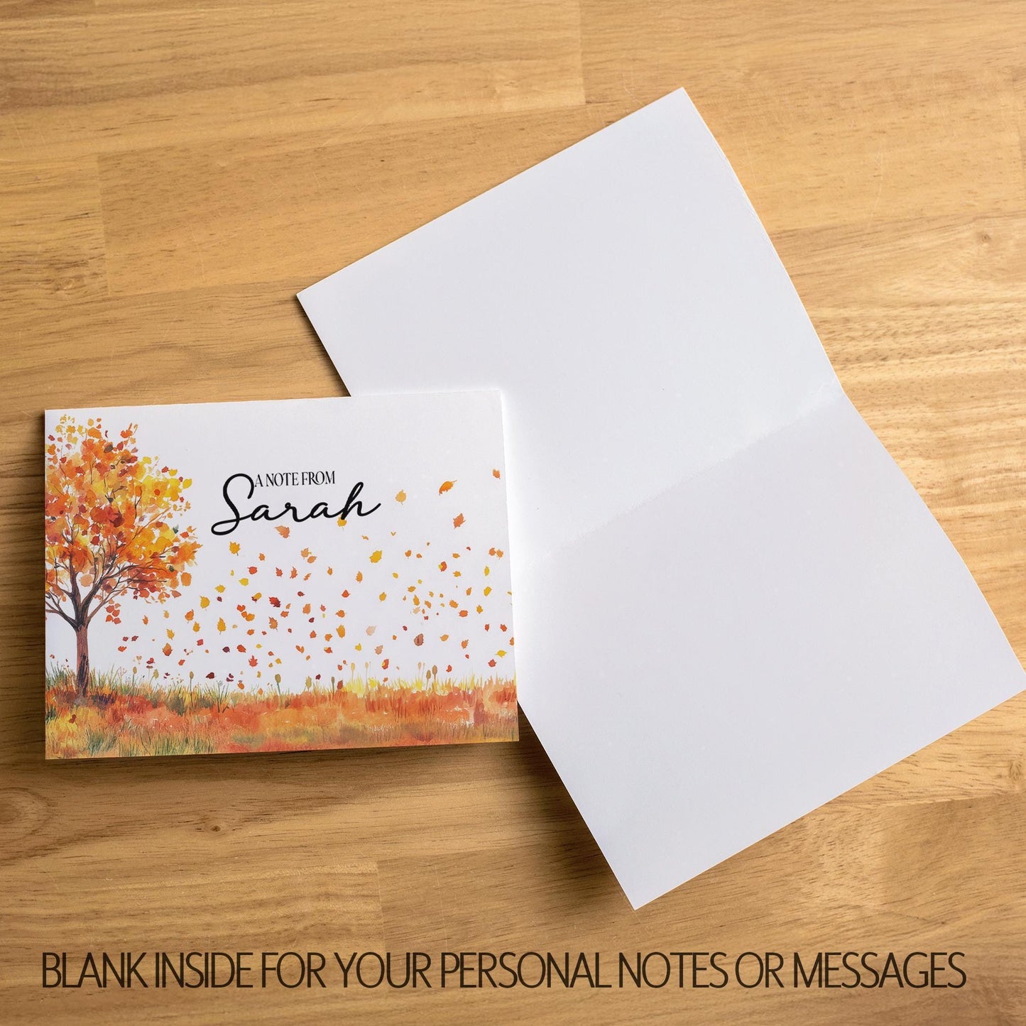 Personalized Note Cards - Custom Name Notecards | Autumn Leaves Cards with Envelopes