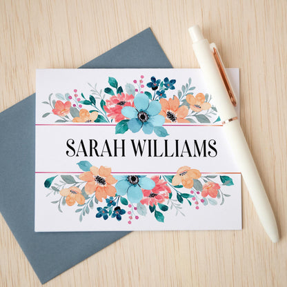 Personalized Note Cards - Wildflower Thank You Cards With Custom Envelopes Set