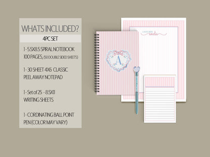Personalized Stationery Set – Custom Girls Writing Set with Monogram Letter Paper & Envelopes
