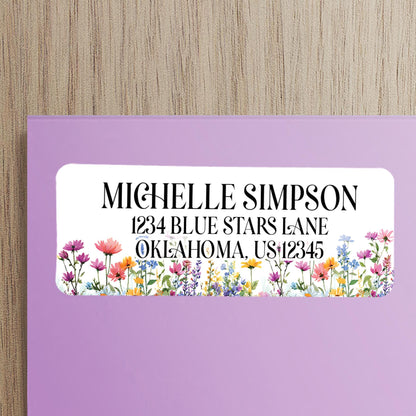 Custom Return Address Labels - Personalized Floral Stickers | Water Resistant, Smudge Proof