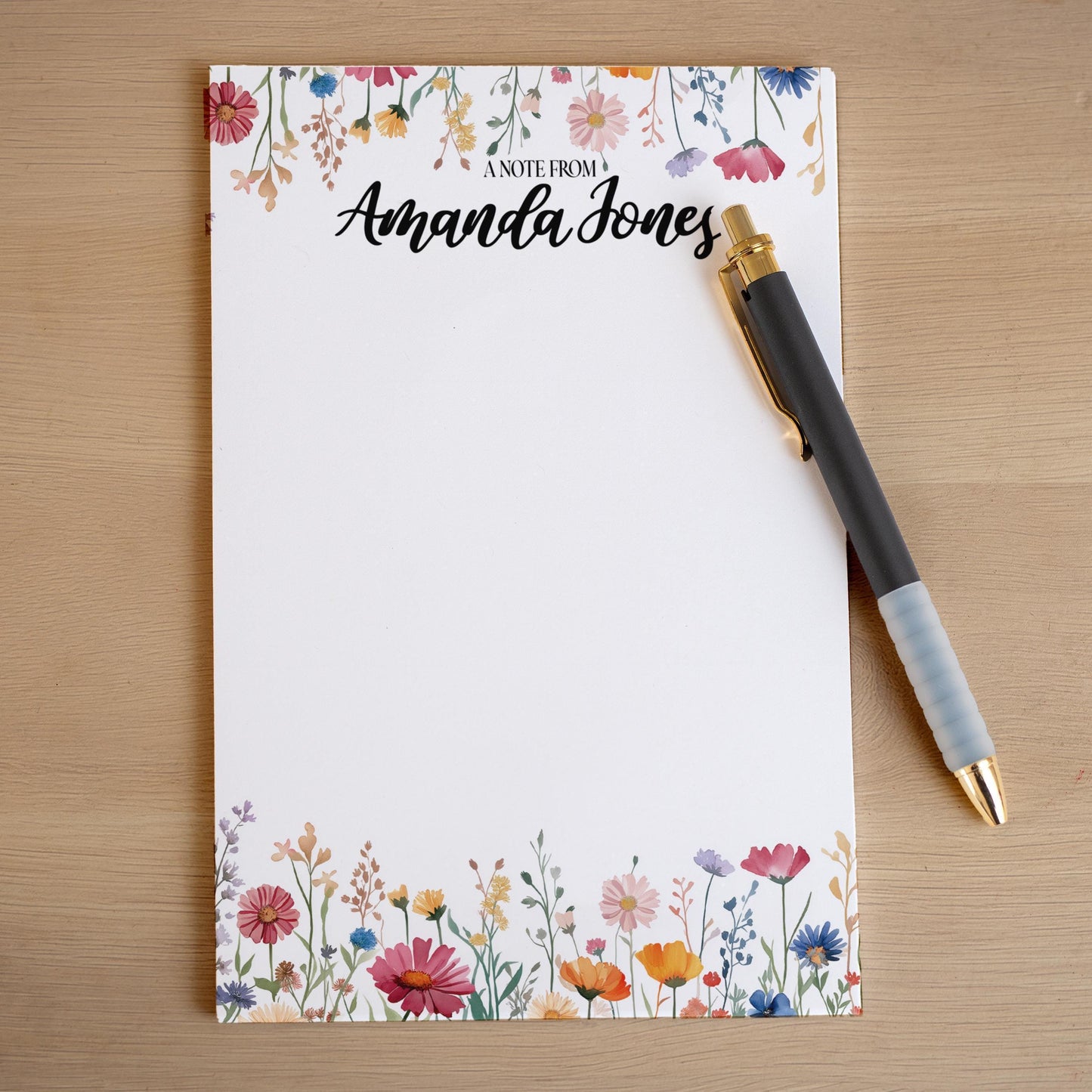 Personalized Notepad - Custom Wildflower Notepads With Pretty Flower Garden Design