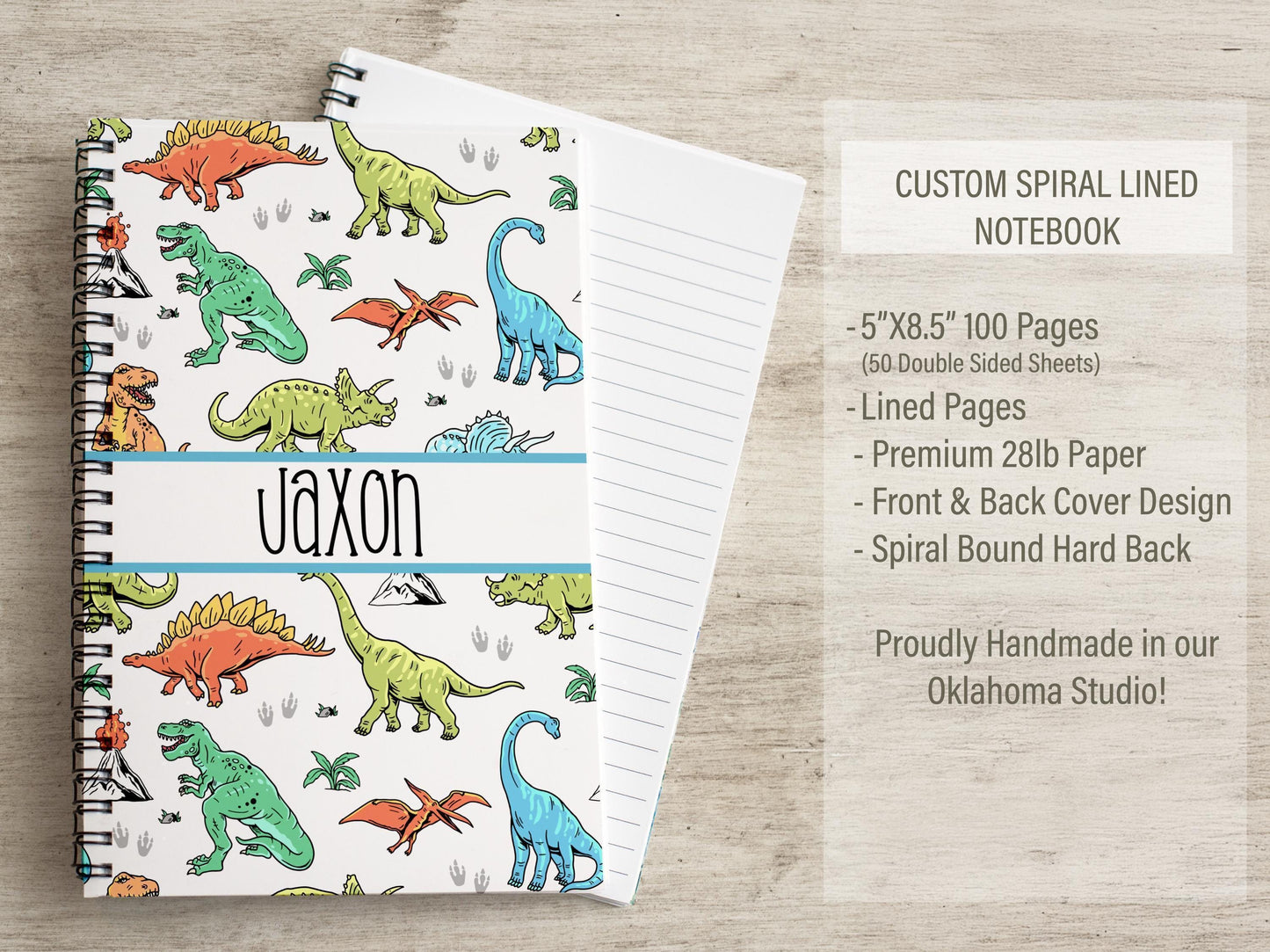 Boys Stationery Set – Personalized Dinosaur Notebook & Custom Writing Paper Kit