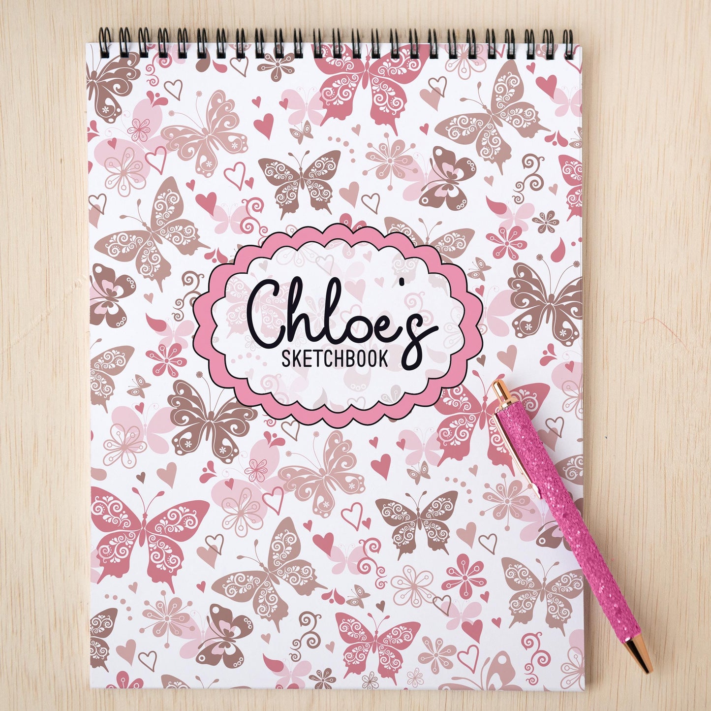 Personalized Kids Sketchbook - Custom Drawing Pad With Name | Butterfly Art Pad