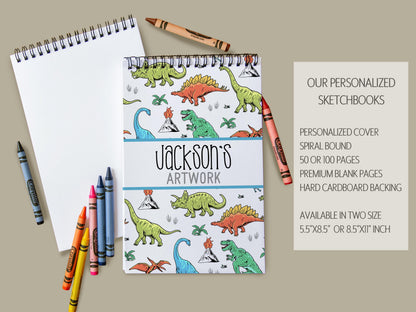Personalized Kids Sketchbook | Boys Drawing Book, Spiral Bound Art Pad & Birthday Gift for Kids