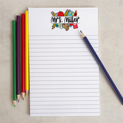 Personalized Teacher Notepad - Custom Name Notepad with Tear Away Pages, Classroom Note Pads