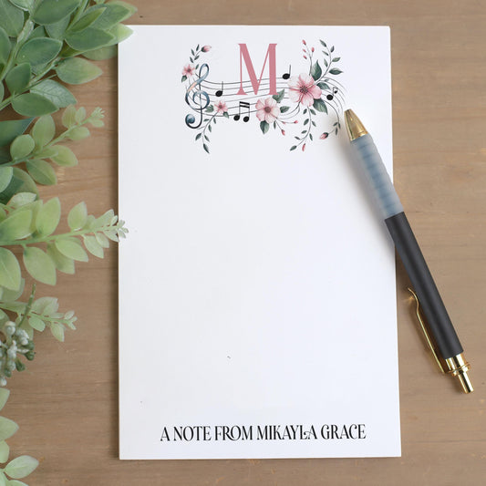 Personalized Music Notepad | Custom Music Stationery for Piano Teacher Gifts