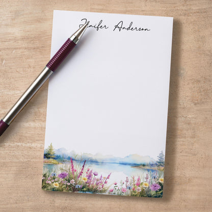 Personalized Notepad – Custom Forest Wildflower Note Pad with Name | Nature Lovers Gift