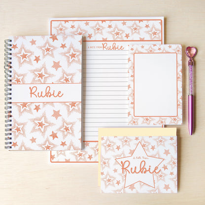 Personalized Stationery Set - Star Letter Paper & Notebook and Pen Gift Kit