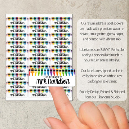 Teacher Name Labels - Personalized Name Stickers | Rainbow Teacher Labels, Water Resistant