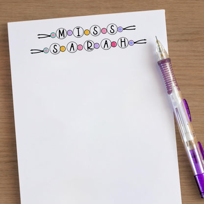 Personalized Girls Notepad – Custom Name Notepad with Kandi Bracelet Style for Back to School Gifts