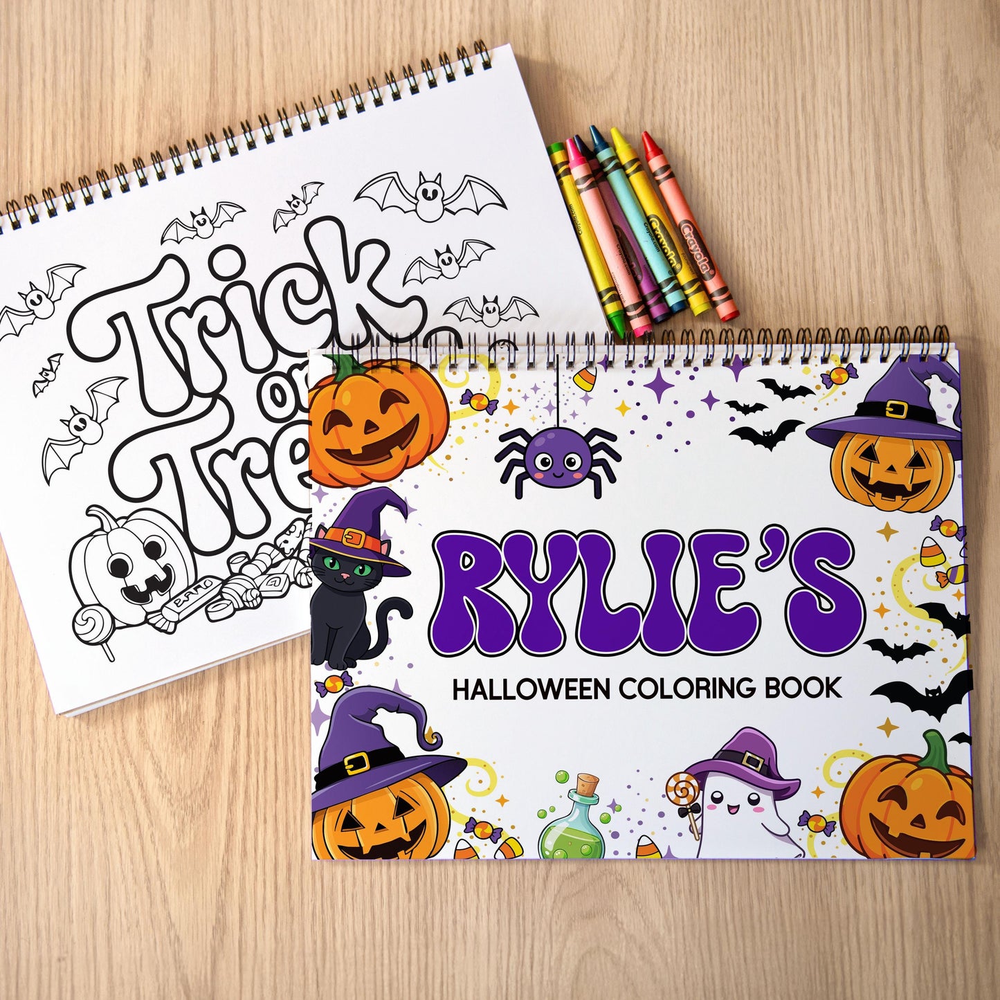 personalized halloween coloring book, Kid 11x8.5 Spiral 50pg Fun