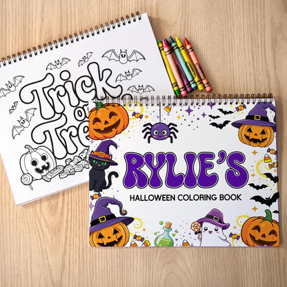 personalized halloween coloring book, Kid 11x8.5 Spiral 50pg Fun