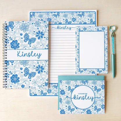 Personalized Stationery Set - Girls Butterfly Letter Writing Set with Notebook & Pen