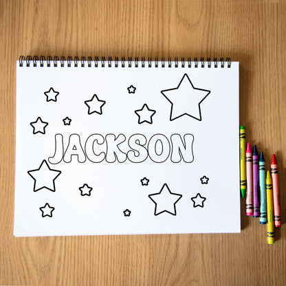 Personalized Astronaut Coloring Book - Custom Boys Space Rocket Spiral Bound Gift