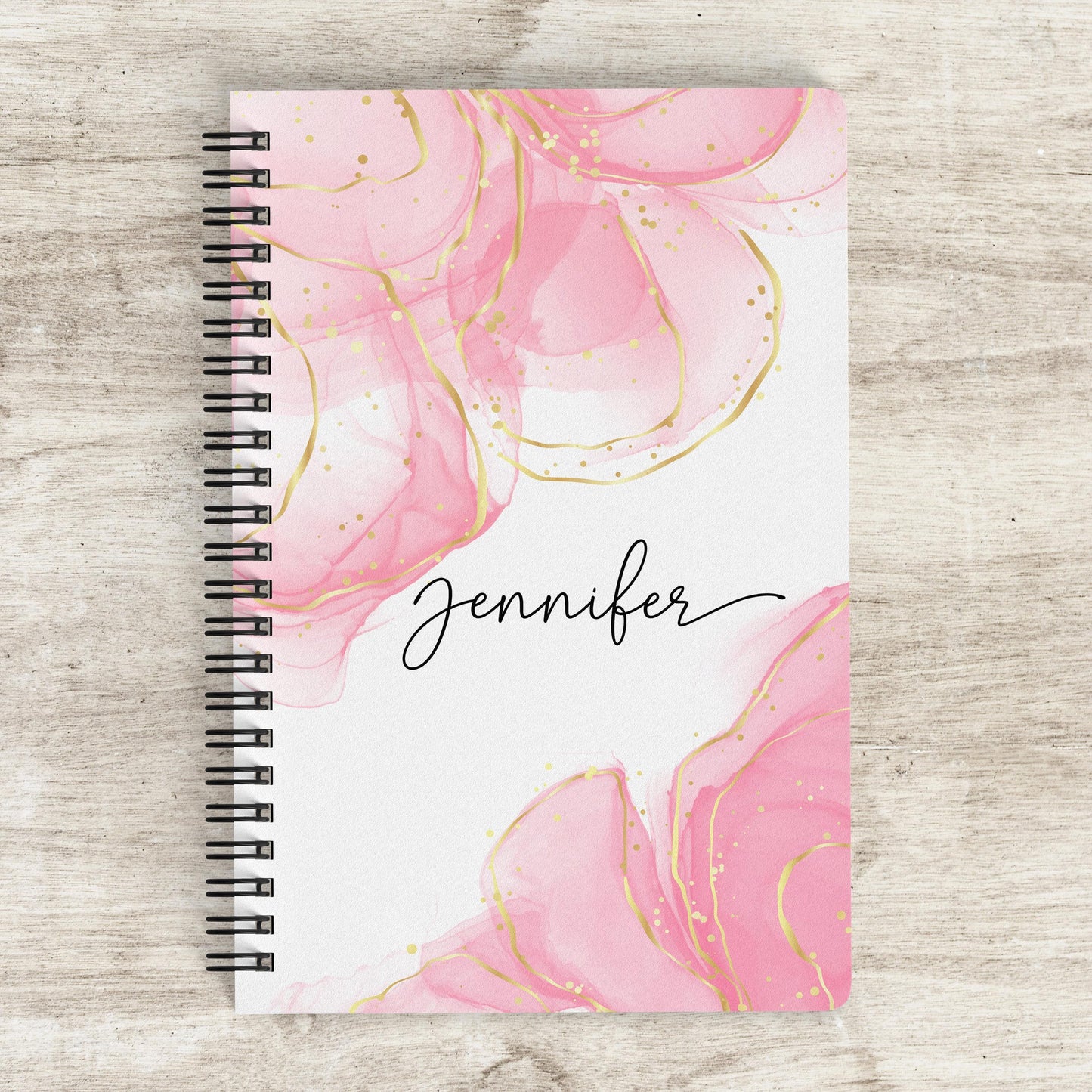 Personalized Pink Notebook - Custom Spiral Notebook with Pretty Sketchbook Girls Design