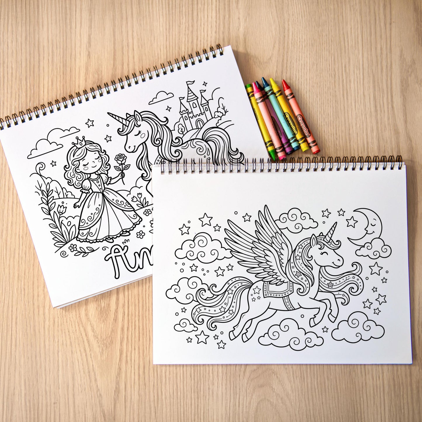 Personalized Girls Coloring Book, Princess Unicorn, 50Pg, 11x8.5