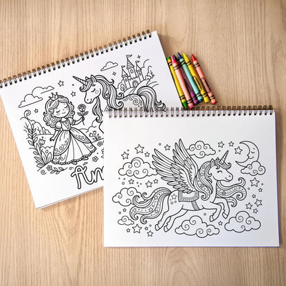 Personalized Girls Coloring Book, Princess Unicorn, 50Pg, 11x8.5