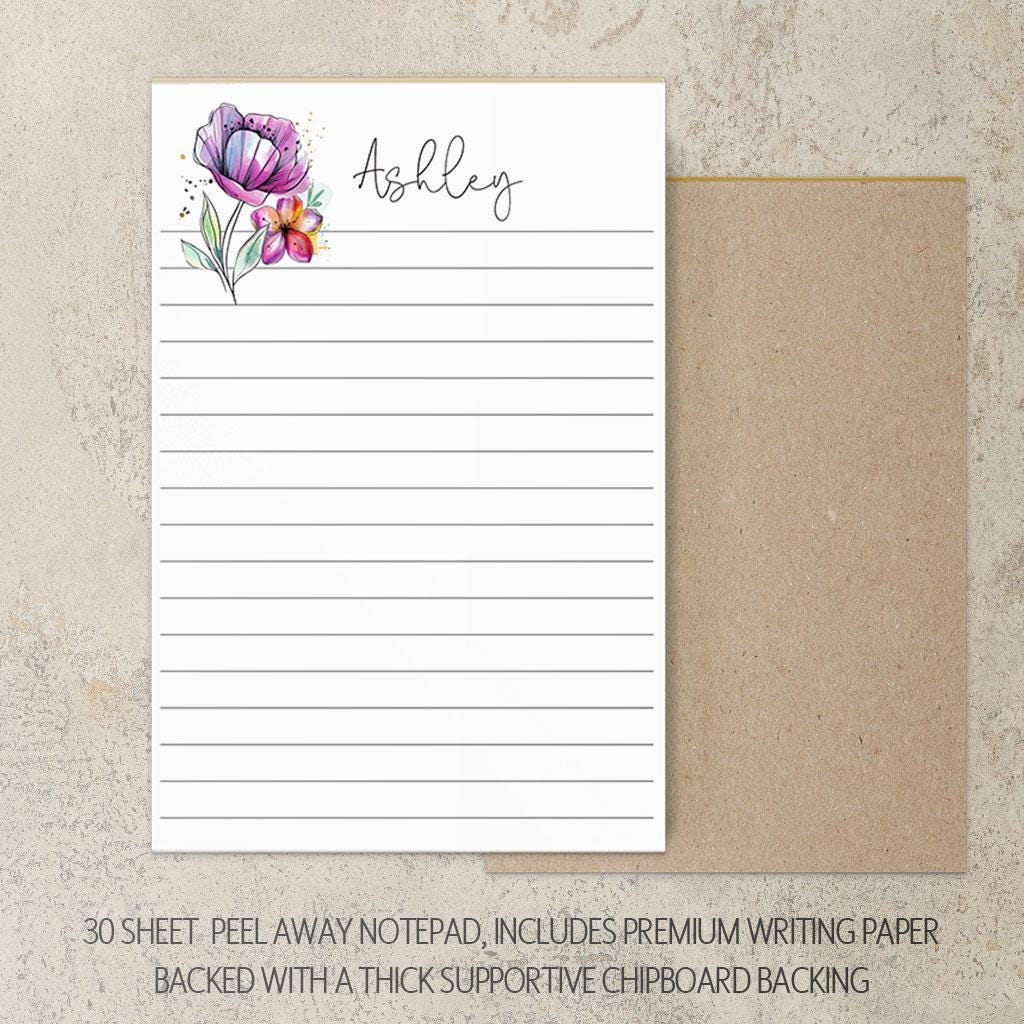 Personalized Stationery Set - Floral Notepad Set With Spiral Notebook & Writing Paper Envelopes