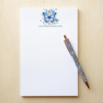 Personalized Butterfly Notepad - Custom Name Notepad With Floral Butterfly Stationery