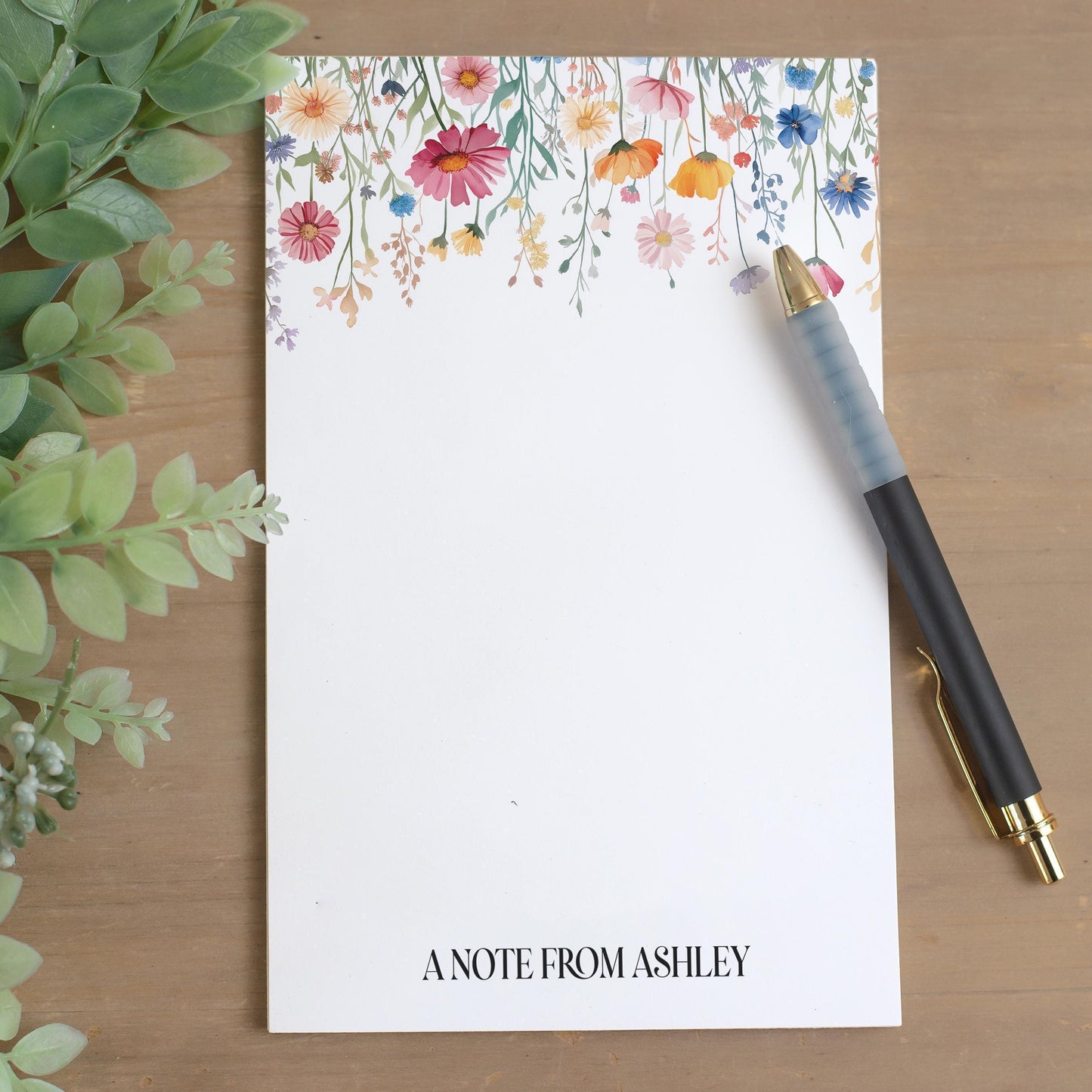 Personalized Notepad - Custom Name Wildflower Notepad With Lined Sheets