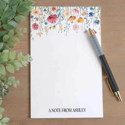 Personalized Notepad - Custom Name Wildflower Notepad With Lined Sheets