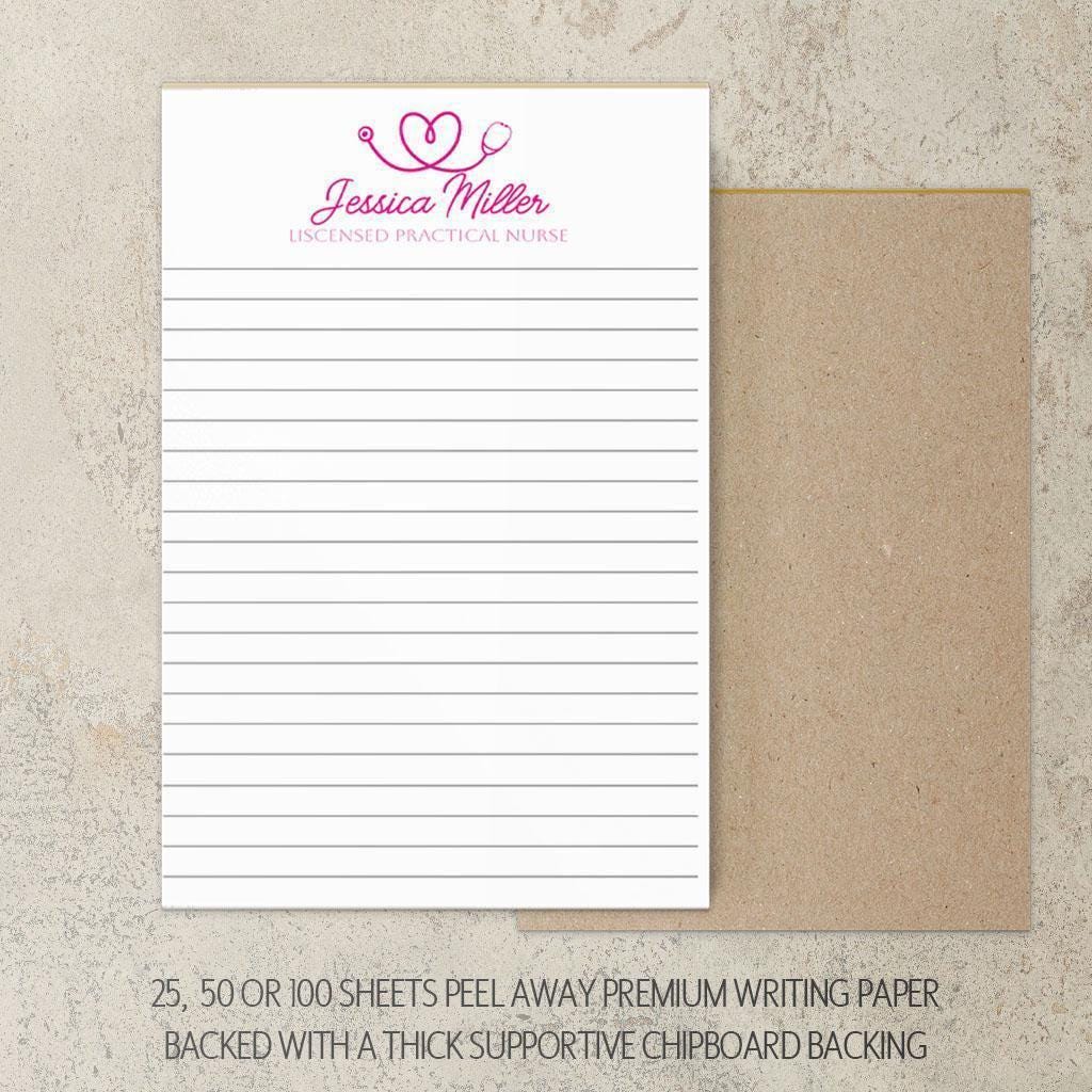 Personalized Nurse Notepad - Custom Name Stationery | RN LPN CNA Notepads Gift