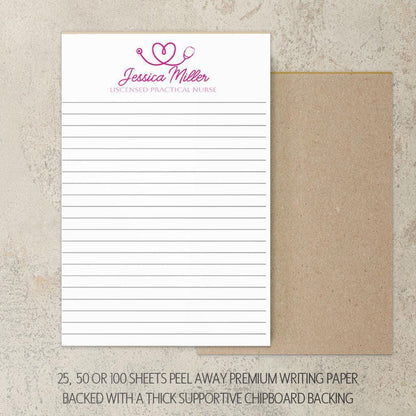Personalized Nurse Notepad - Custom Name Stationery | RN LPN CNA Notepads Gift