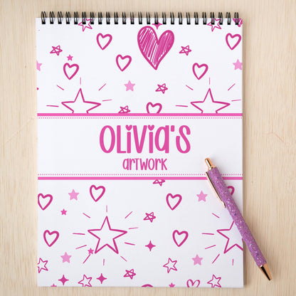 Personalized Sketchbook Girls – Custom Name Drawing Journal | Spiral Bound Art Pad
