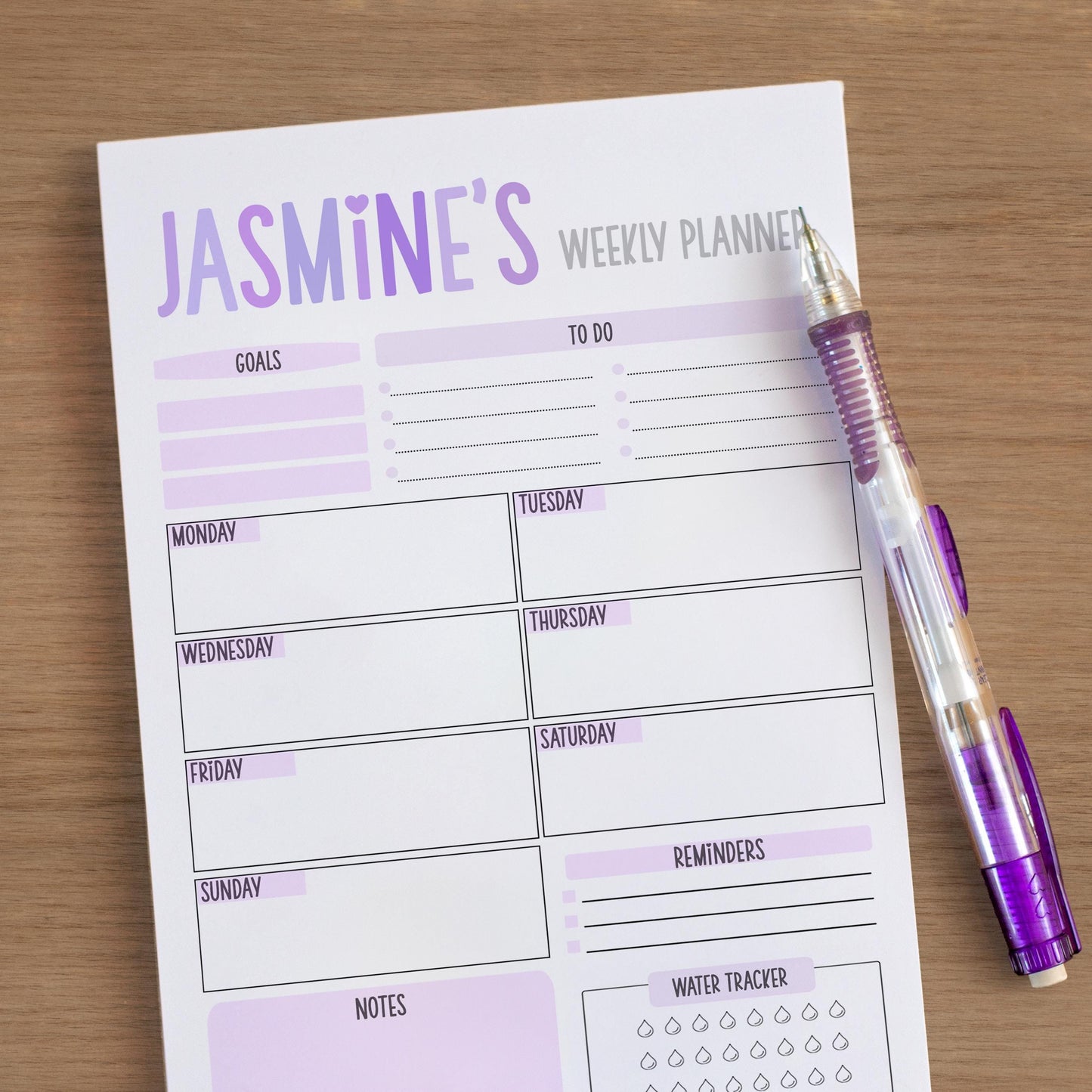Weekly Planner Notepad - Custom Name, Days of the Week Pad | Teacher & Co-Worker Gift