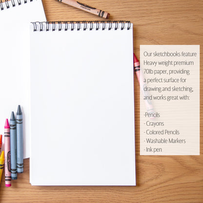 Girls Personalized Sketchbook - Custom Drawing Book with Heavyweight Paper & Name