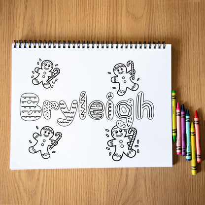Personalized Christmas Coloring Book Gingerbread Kid Gift 8.5x5.5