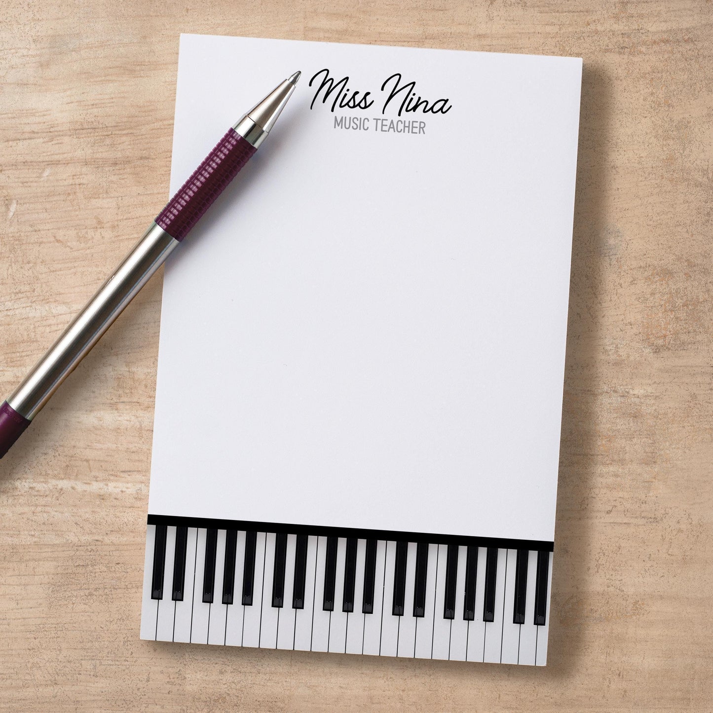 Music Teacher Notepad - Personalized Piano Keys Notepad | Unique Musician Gift Ideas