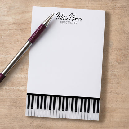 Music Teacher Notepad - Personalized Piano Keys Notepad | Unique Musician Gift Ideas