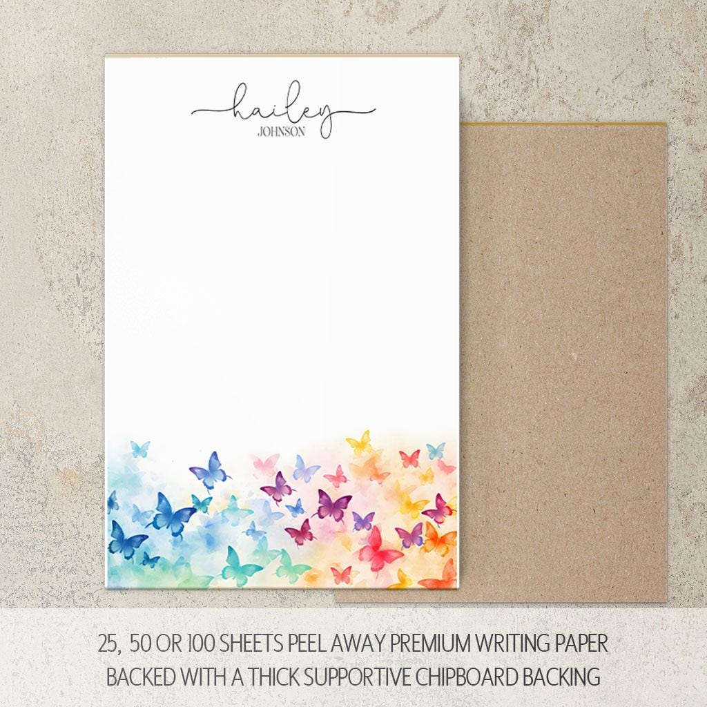 Personalized Butterfly Notepad – Custom Name Notepads with Floral Butterfly Notes