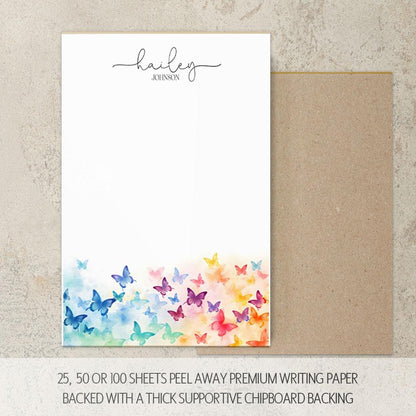 Personalized Butterfly Notepad – Custom Name Notepads with Floral Butterfly Notes