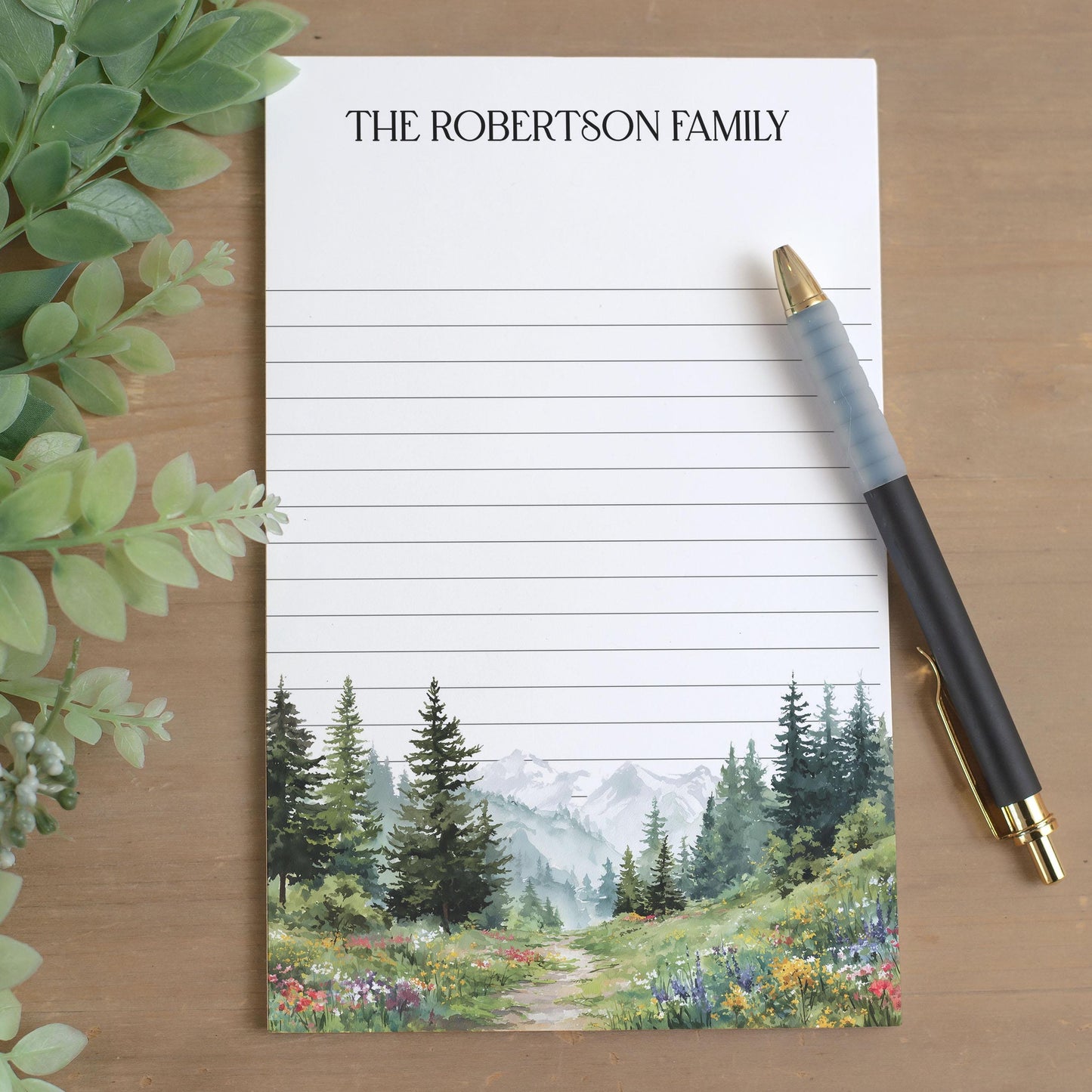 Personalized Notepad – Custom Forest Nature Notepads With Wildflower Hiking Design
