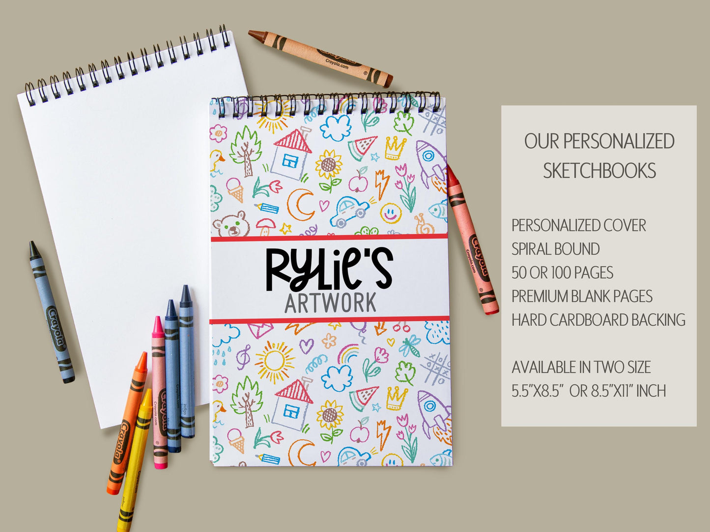 Kids Personalized Sketchbook – Custom Name Drawing Pad With Heavyweight Paper