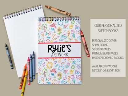 Kids Personalized Sketchbook – Custom Name Drawing Pad With Heavyweight Paper