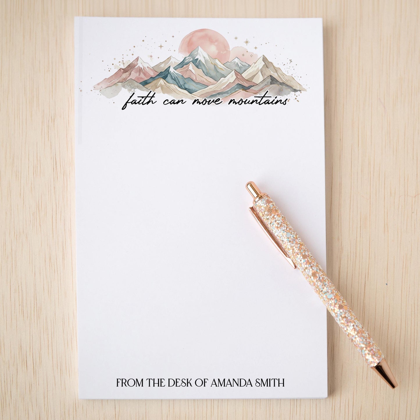 Personalized Notepads – Faith Can Move Mountains Motivational Notepad Gift
