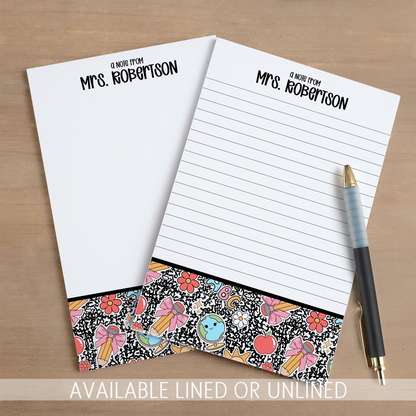 Personalized Teacher Notepad | Teacher Back To School Notepad - Custom Name Stationery & Gifts