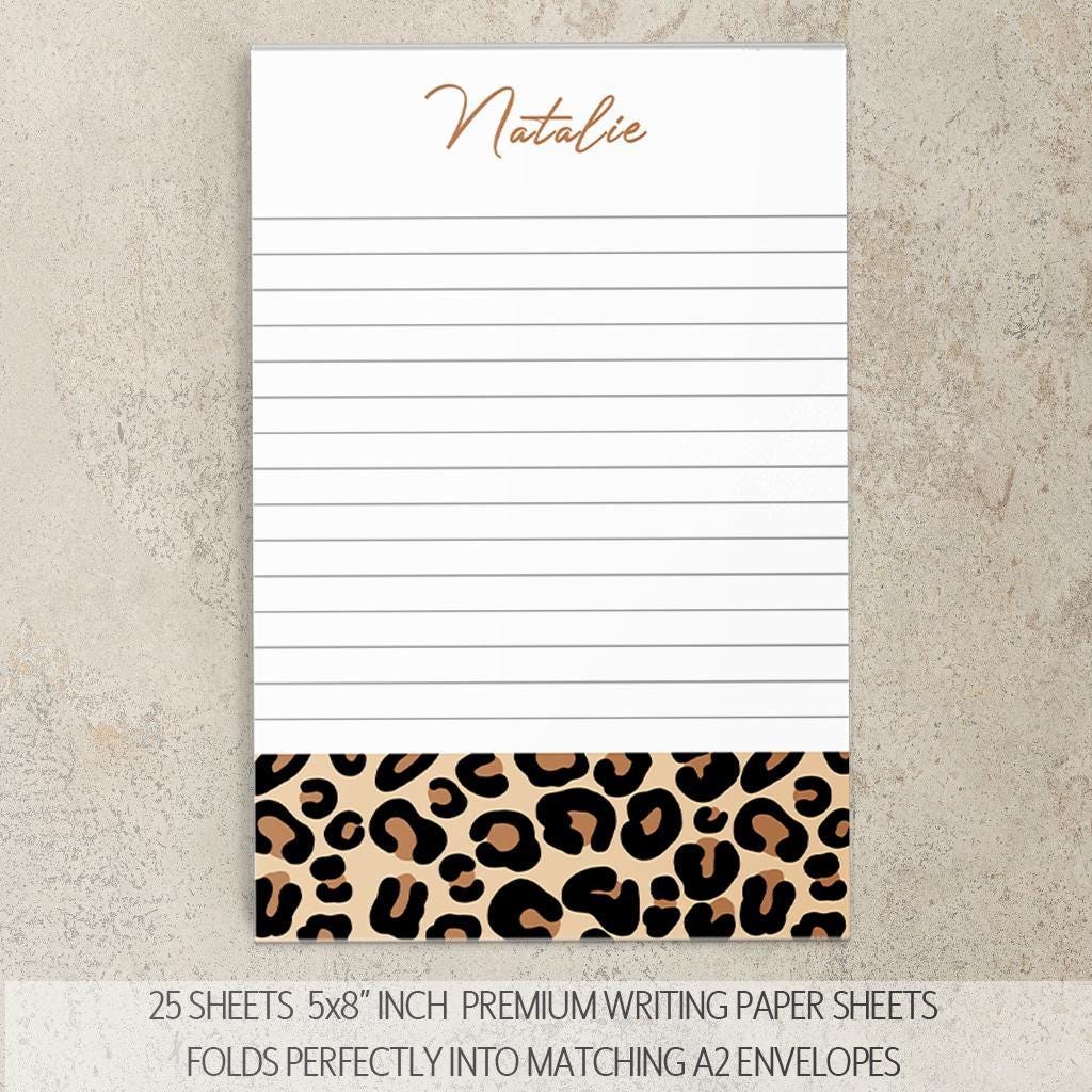 Personalized Stationery Set - Leopard Print Letter Writing Set with Premium Paper & Envelopes