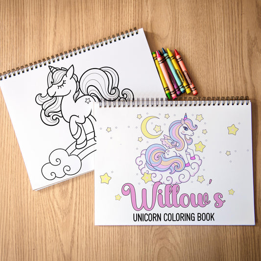 Personalized Unicorn Coloring Book - Custom Kids Name Art & Party Favor Gifts