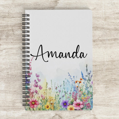 Custom Wildflower Notebook - Spiral Bound Floral Sketchbook With Lined And Blank Pages