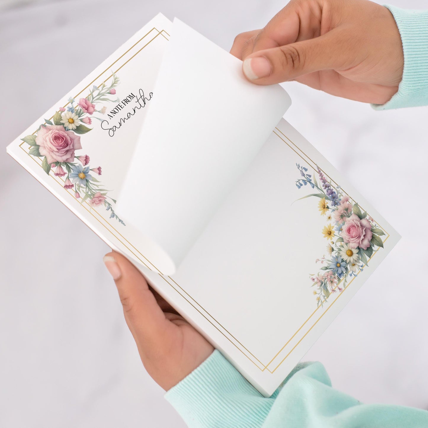 Personalized Notepad – Custom Name Notepad with Floral Design, Lined Sheets & Peel Away Pages