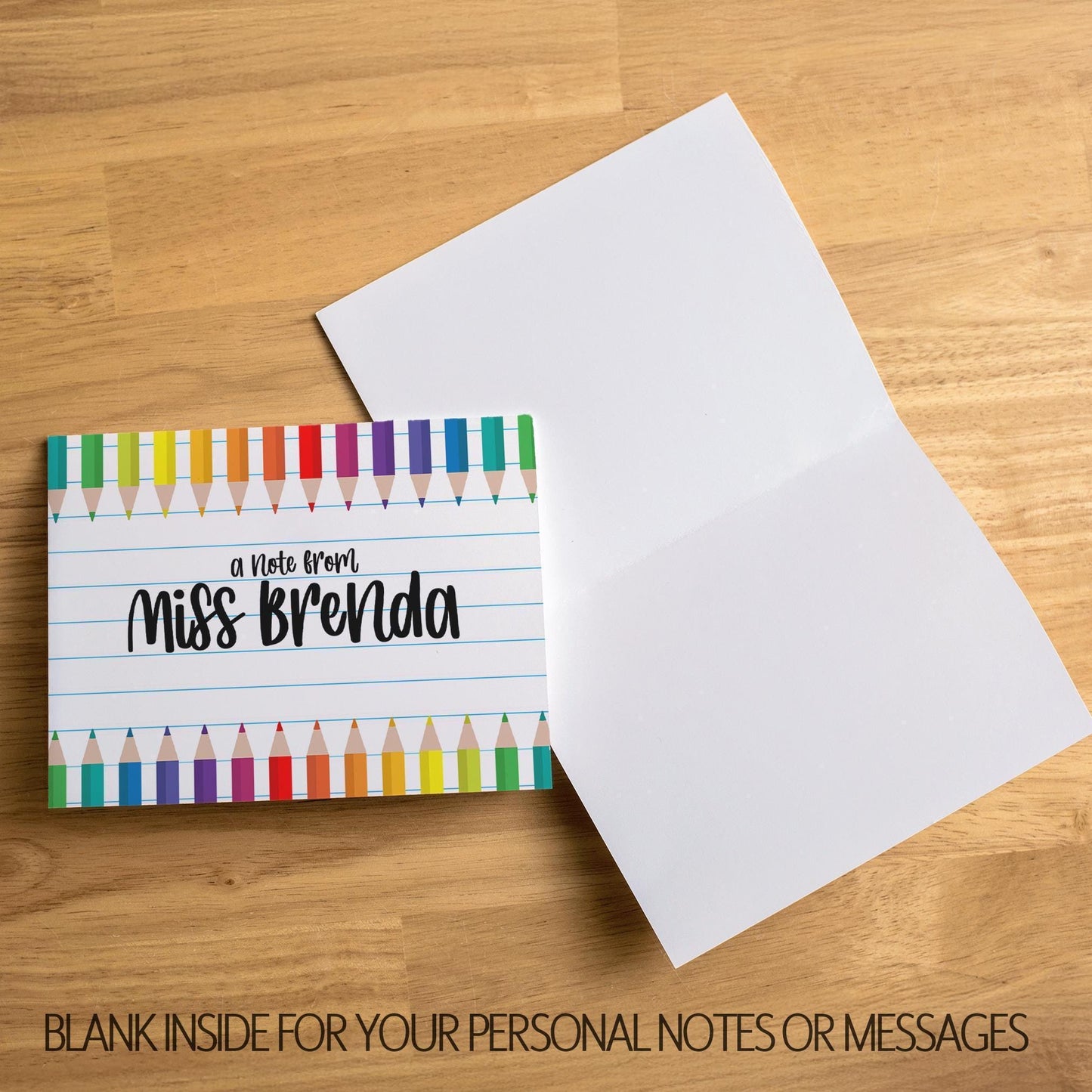 Personalized Teacher Notecards - Custom Note Cards & Matching Envelopes Included