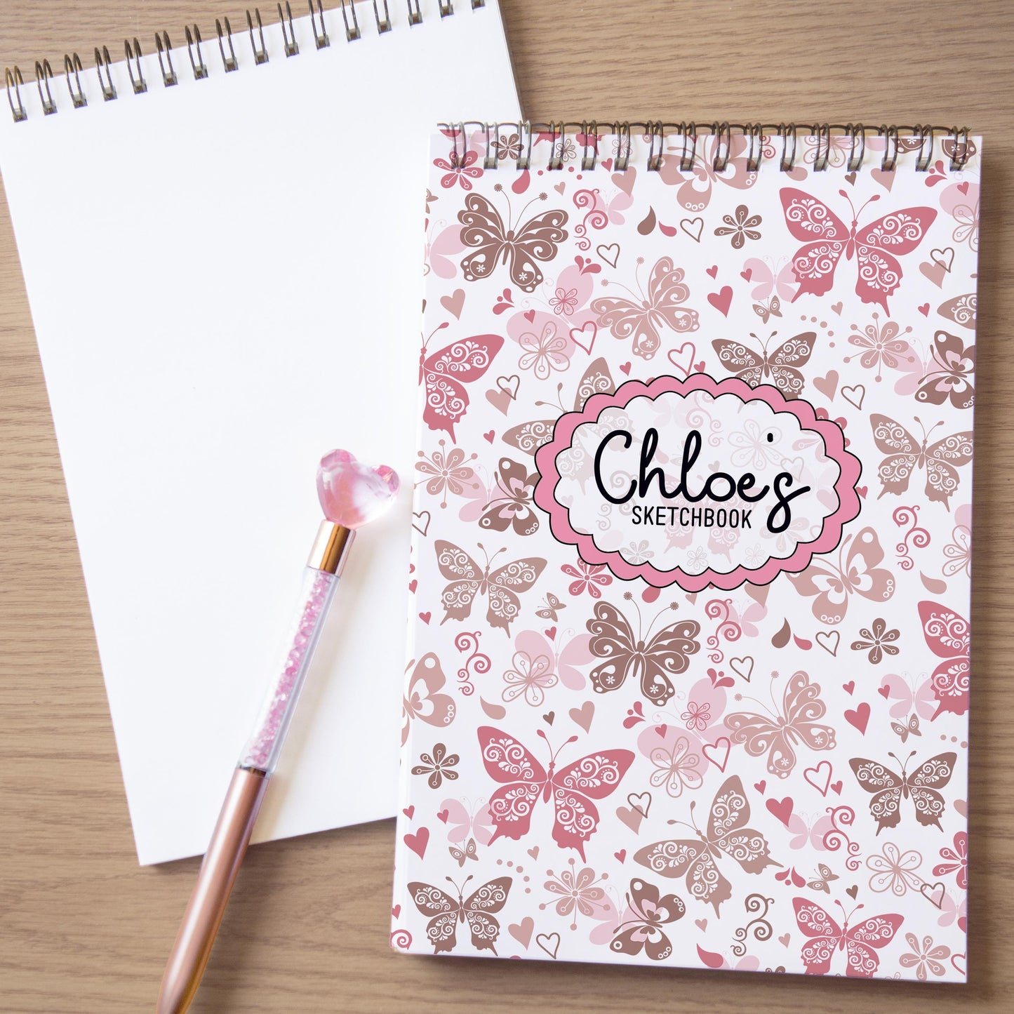 Personalized Kids Sketchbook - Custom Drawing Pad With Name | Butterfly Art Pad