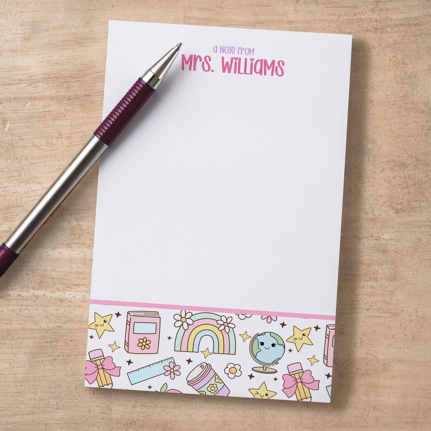 Personalized Teacher Notepad – Custom Name Stationery | Classroom Notepads & Teacher Appreciation Gifts
