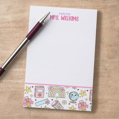 Personalized Teacher Notepad – Custom Name Stationery | Classroom Notepads & Teacher Appreciation Gifts