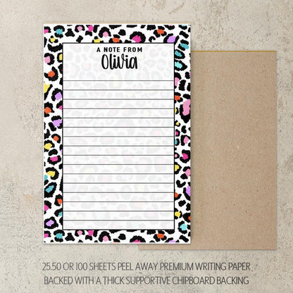 Personalized Notepad – Custom Cheetah Print Notepad With Rainbow Aesthetic Pad